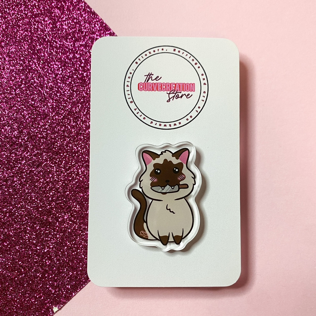 Chibi Stabby Cat Acrylic Pin | Multiple colourways