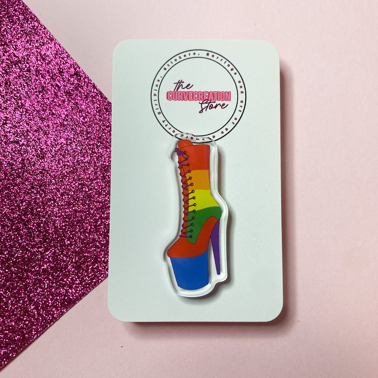 LGBTQ+  Pride Pole Dancing boot Acrylic pin