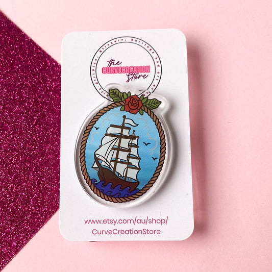 High Seas Sailing Ship Acrylic Pin