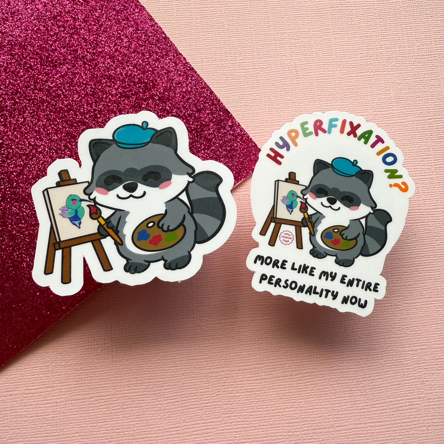 Painting Hyper fixation Neurodivergent Raccoon Sticker