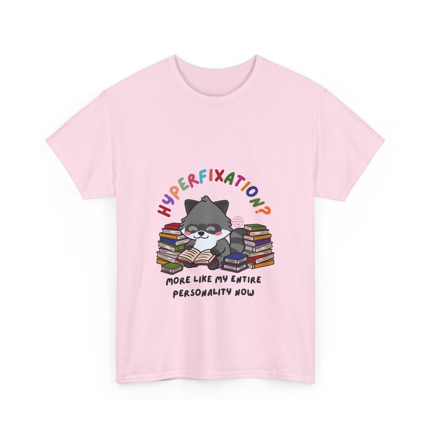 Hyperfixation Reading Raccoon T-Shirt - Multiple Colours