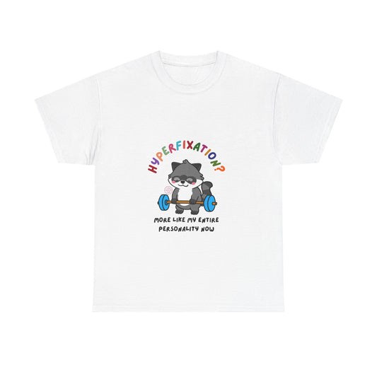 Hyperfixation Weight Lifting Raccoon T-Shirt - Multiple Colours
