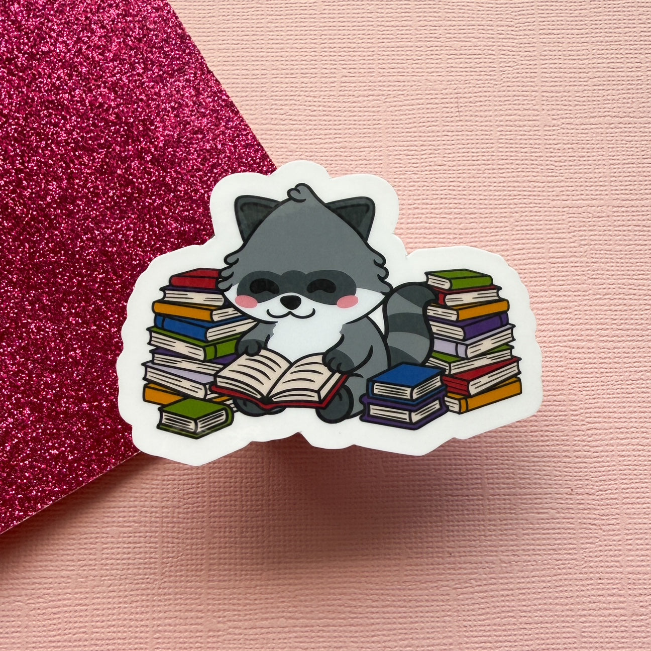 Reading Hyper fixation Neurodivergent Raccoon Sticker