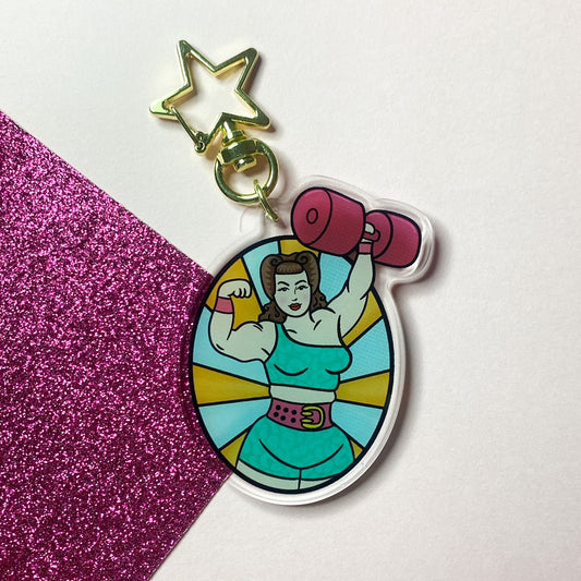 Retro Strongwoman Acrylic Keychain