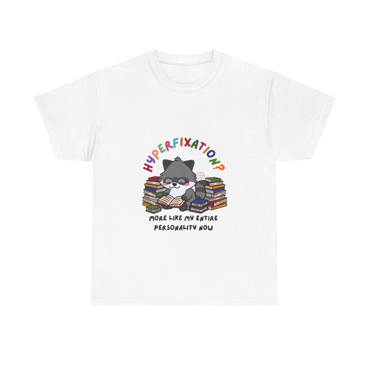 Hyperfixation Reading Raccoon T-Shirt - Multiple Colours