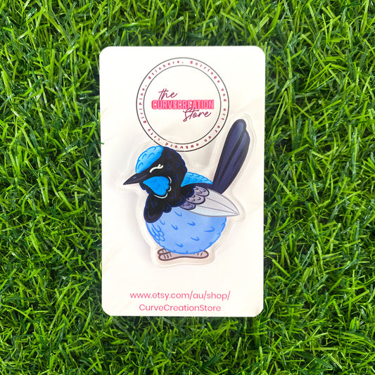 Fairy Wren Chunky Round Australian Bird Acrylic Pin