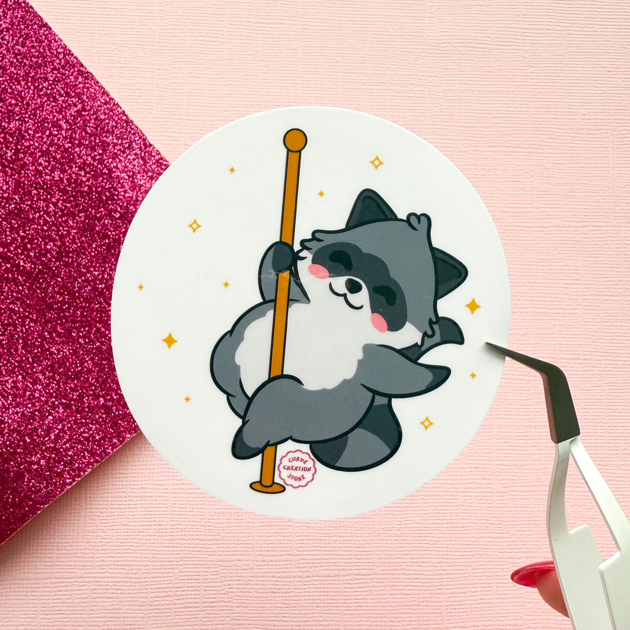 Pole Dancing Hyper fixation Neurodivergent Raccoon Sticker