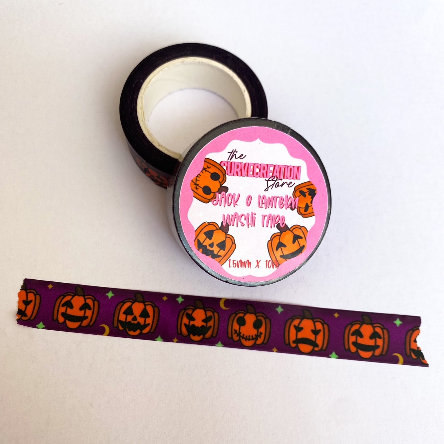 Jack-O-Lantern Pumpkin Scrapbooking Washi Tape - 10m Full Roll of Washi Tape