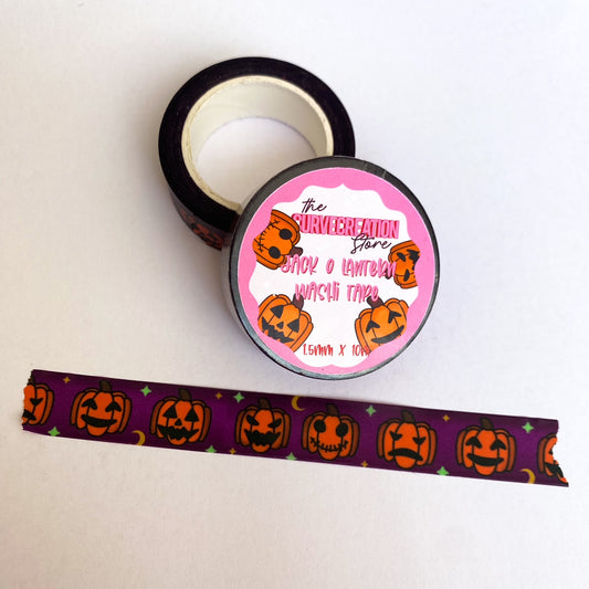 Jack-O-Lantern Pumpkin Scrapbooking Washi Tape - 10m Full Roll of Washi Tape