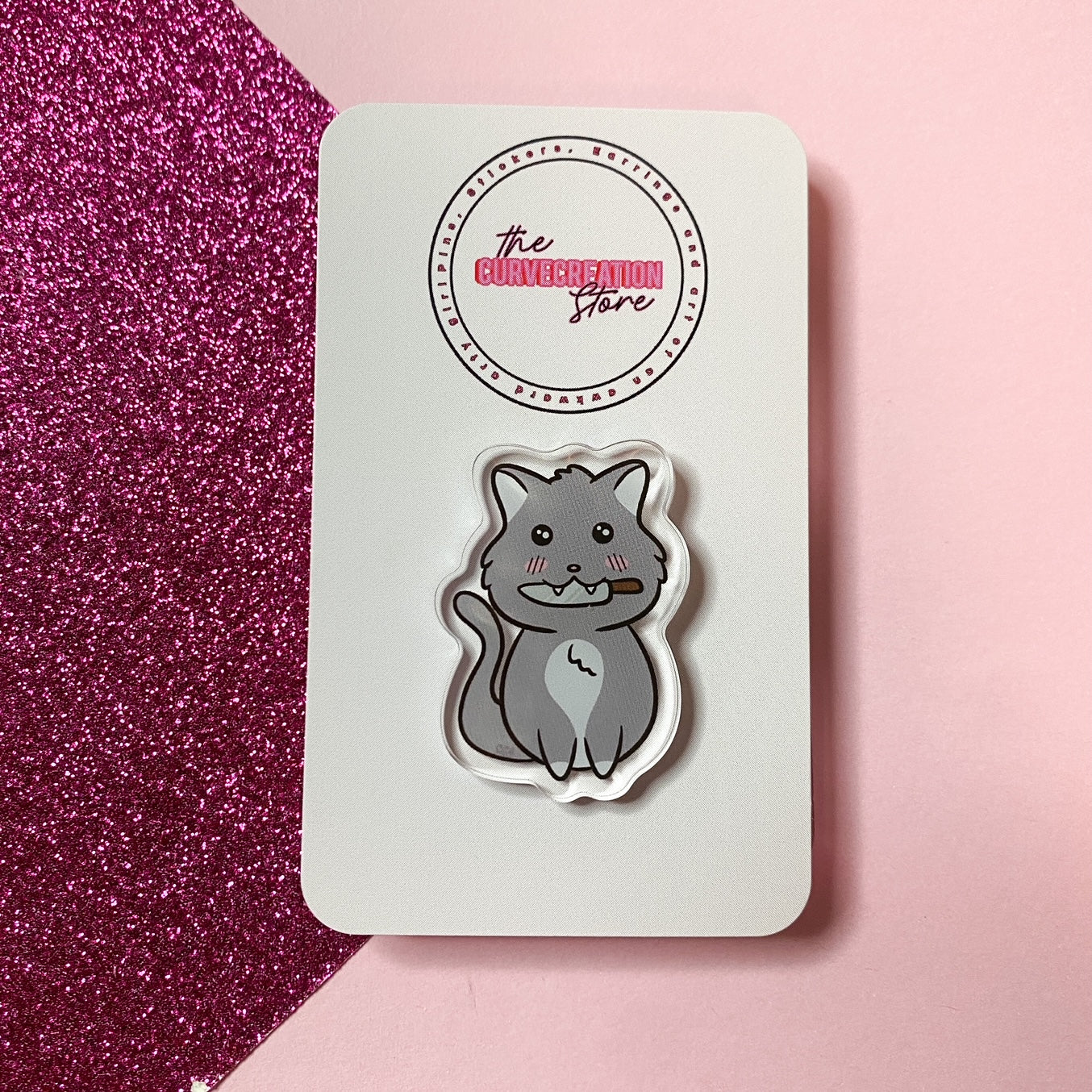 Chibi Stabby Cat Acrylic Pin | Multiple colourways