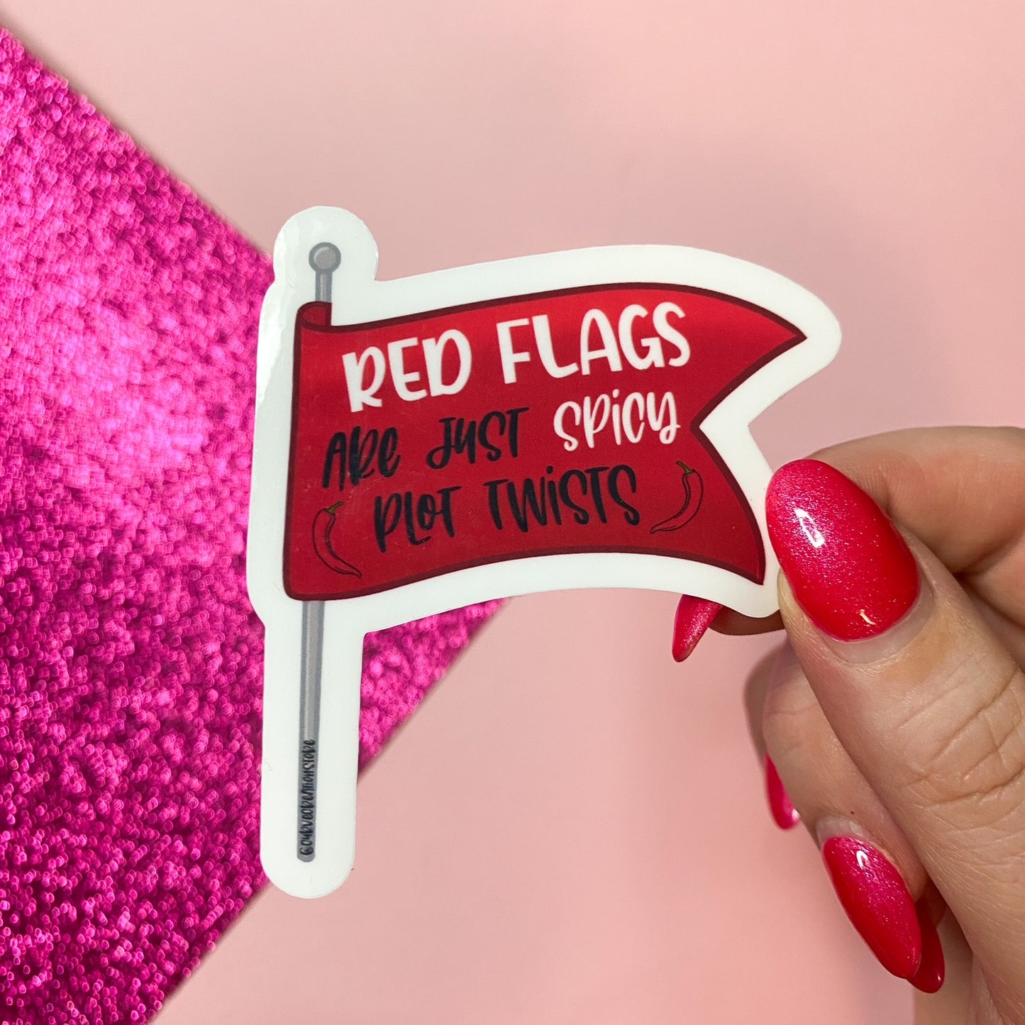 Red Flags are just Spicy Plot Twists Sticker | Bullet Journal, Scrapbook Sticker, Planner Stickers