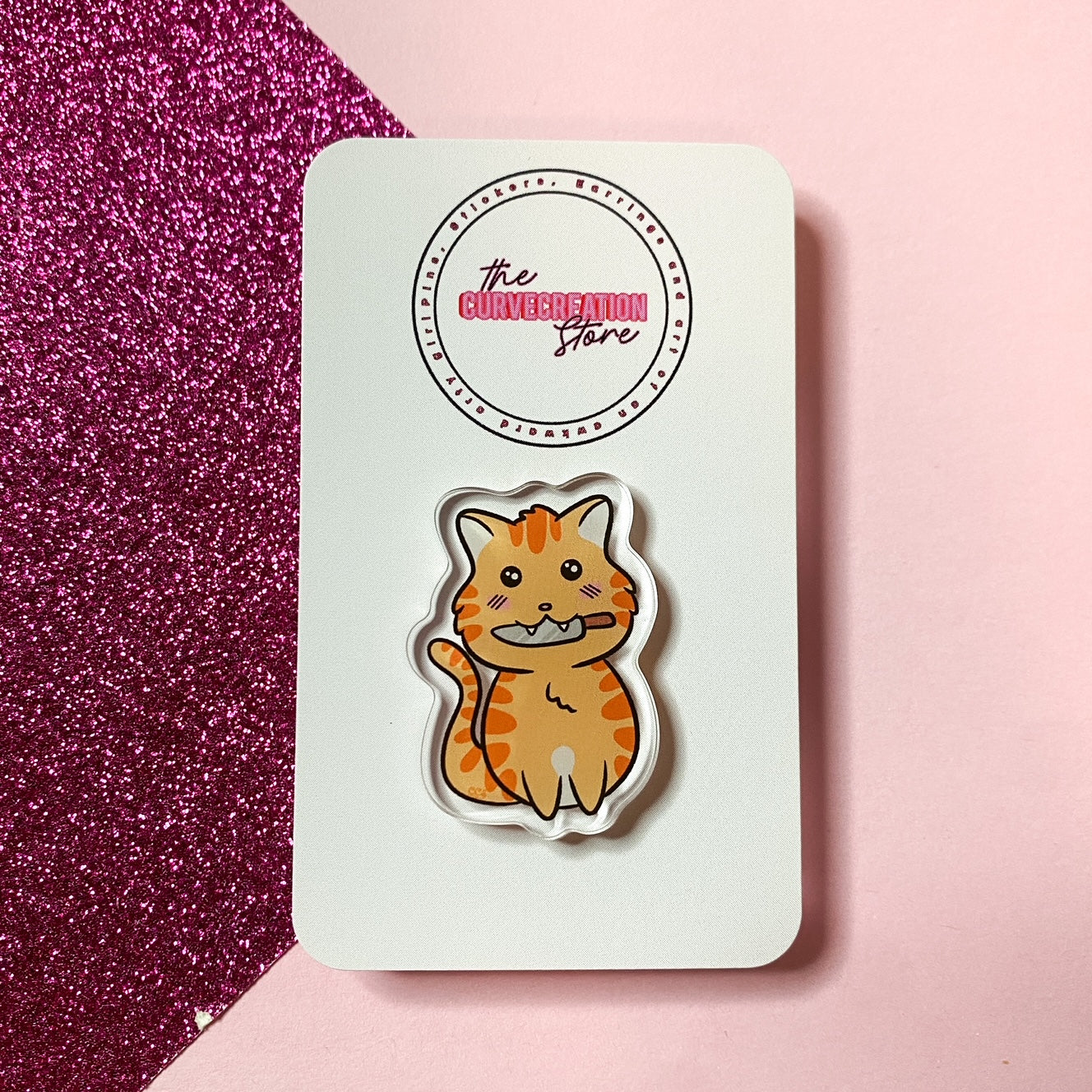 Chibi Stabby Cat Acrylic Pin | Multiple colourways