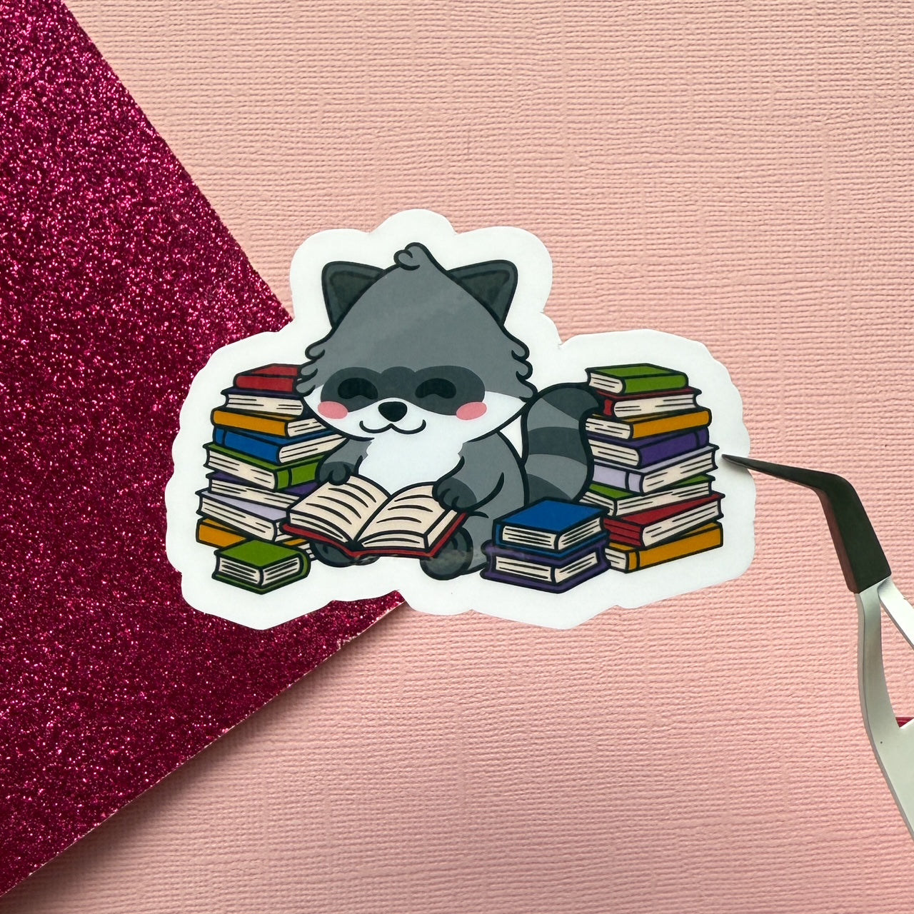 Reading Hyper fixation Neurodivergent Raccoon Sticker