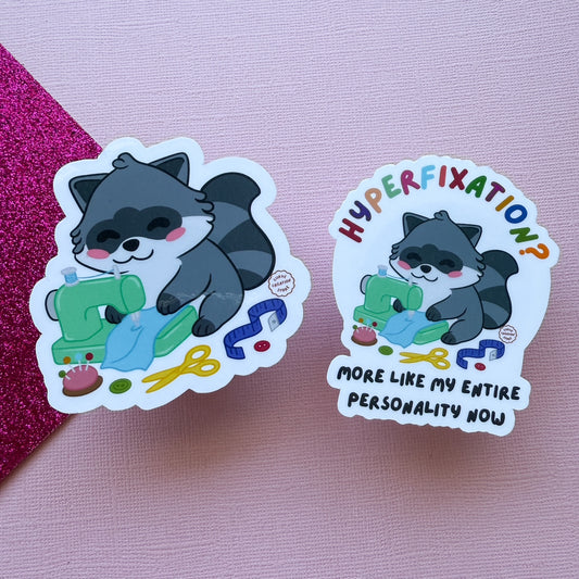 Sewing Hyper fixation Neurodivergent Raccoon Sticker