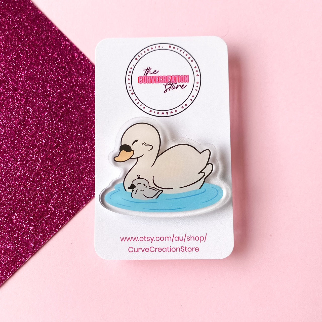 Serenity Swan and baby Acrylic Pin