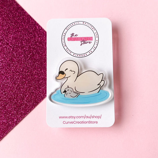 Serenity Swan and baby Acrylic Pin