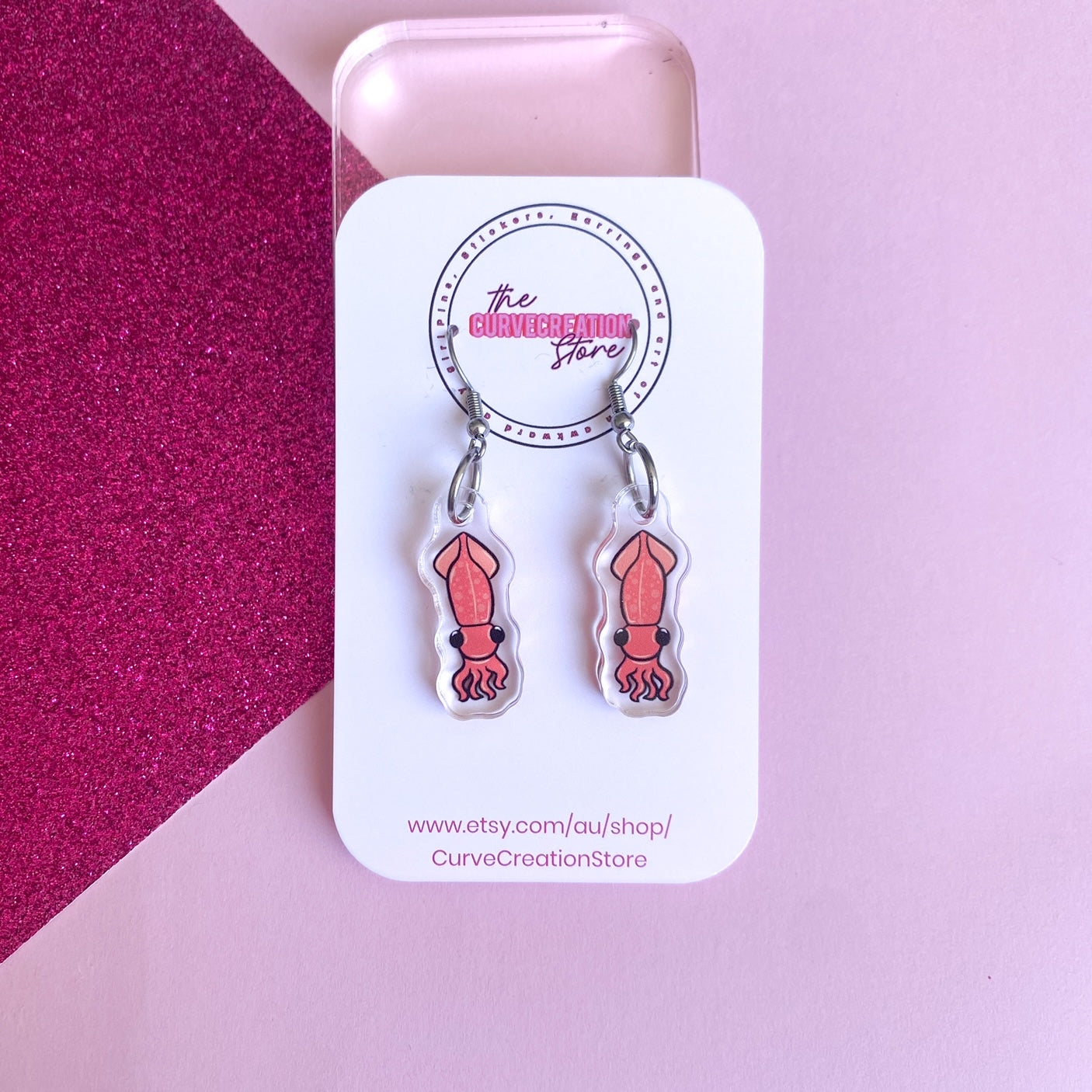 Squid Acrylic Charm Earrings