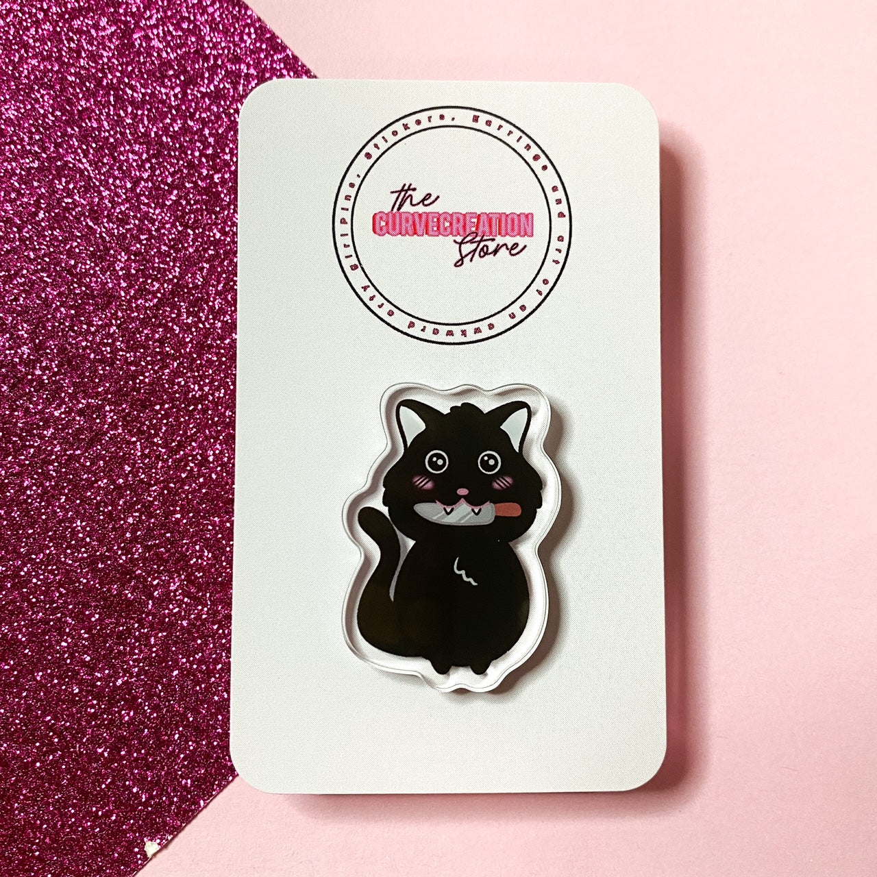 Chibi Stabby Cat Acrylic Pin | Multiple colourways