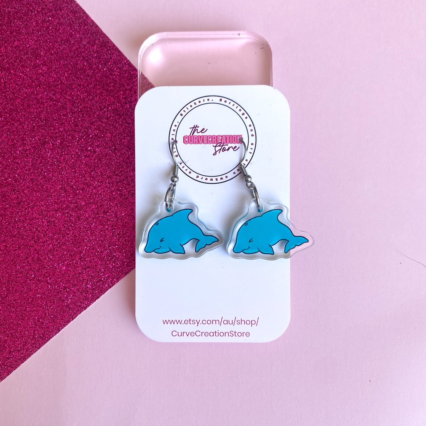 Bottlenose Dolphin Acrylic Charm Earrings