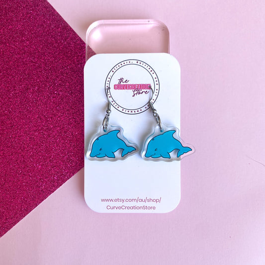 Bottlenose Dolphin Acrylic Charm Earrings