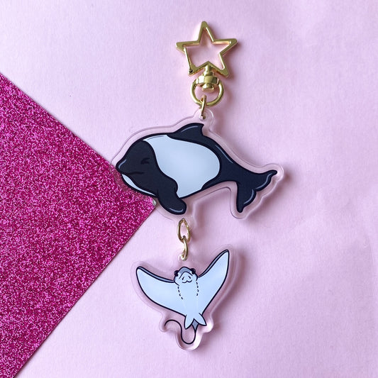 Commerson Dolphin & Sting Ray Keychain