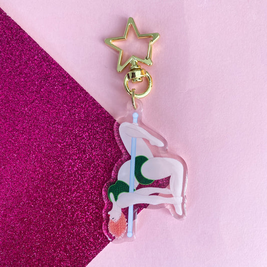 Closed leg hang Pole Dancer Keychain | Available in different skin tones and finishes