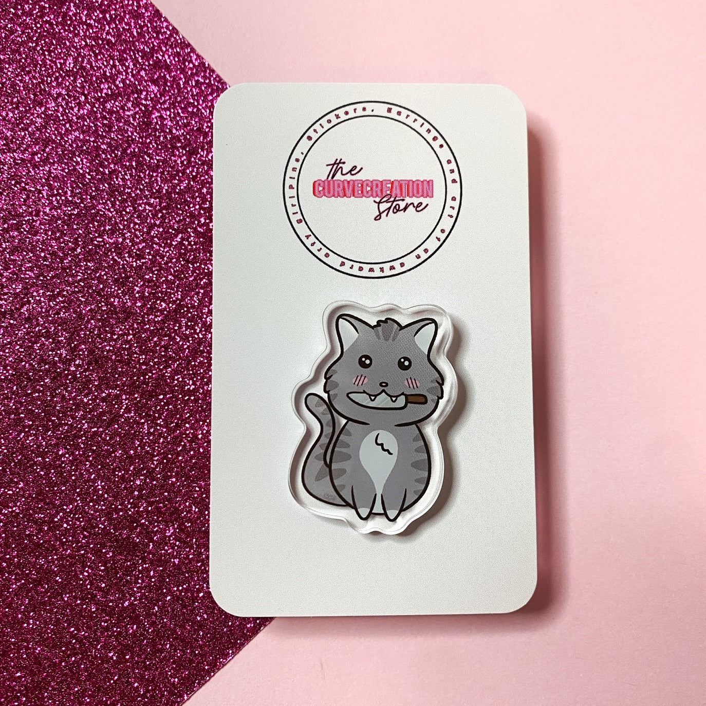 Chibi Stabby Cat Acrylic Pin | Multiple colourways