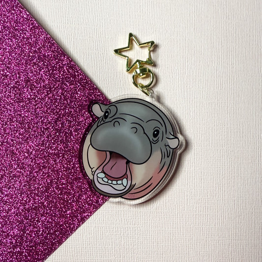Mad Moo-Deng Baby Hippo Acrylic Keychain