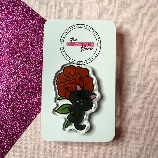 Forever in Bloom Floral Cat Acrylic Pin