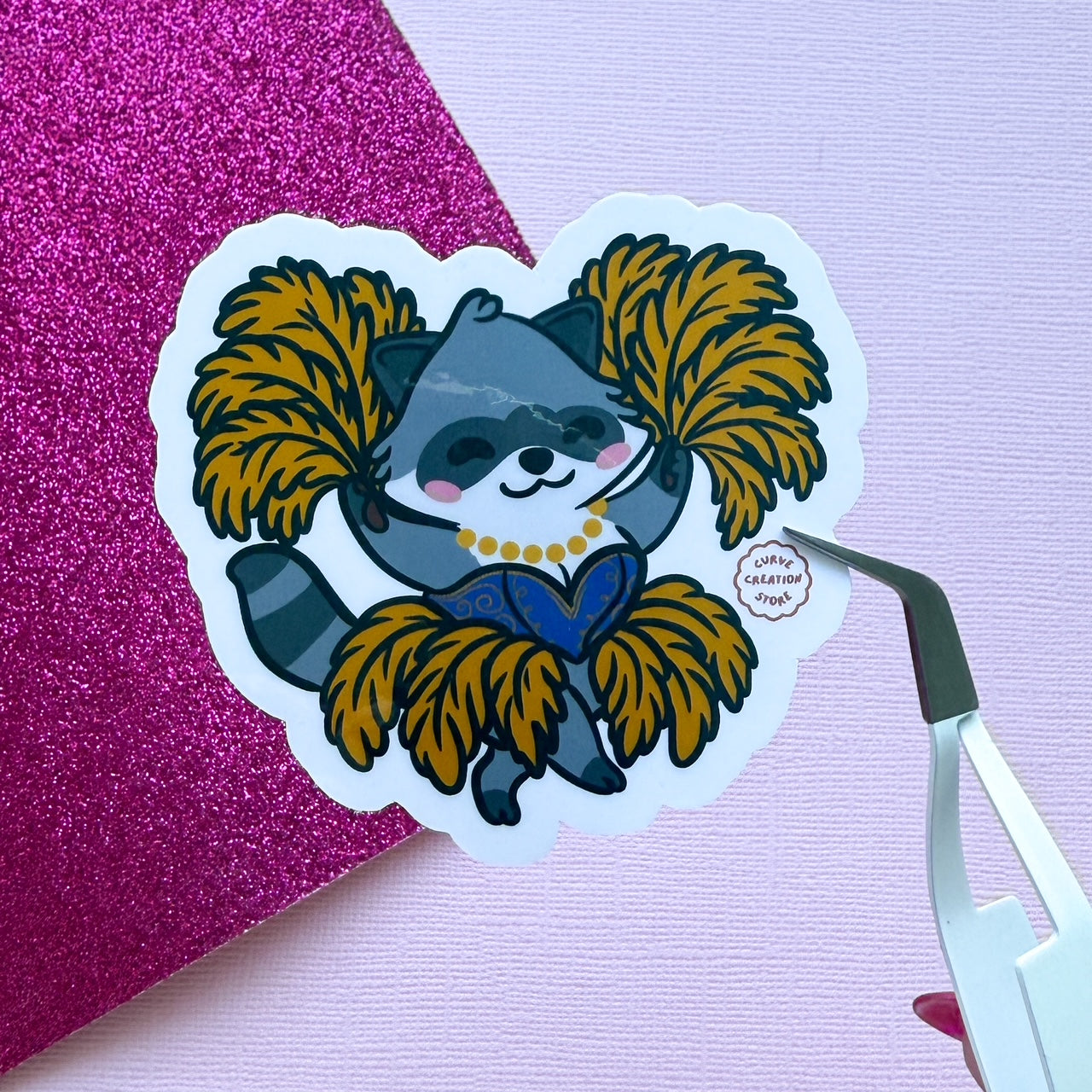 Burlesque Dancer Hyper fixation Neurodivergent Raccoon Sticker