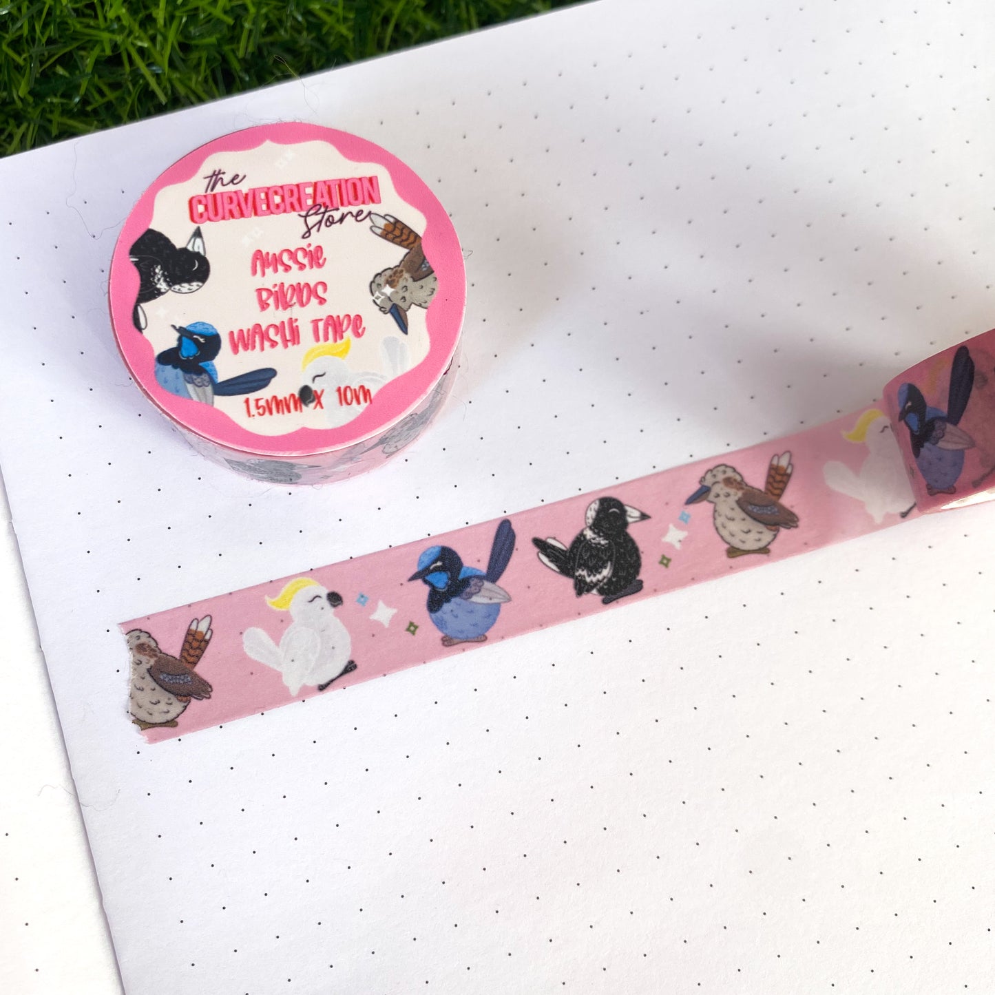 Chunky Aussie Birds Scrapbooking Washi Tape - 10m Full Roll of Washi Tape