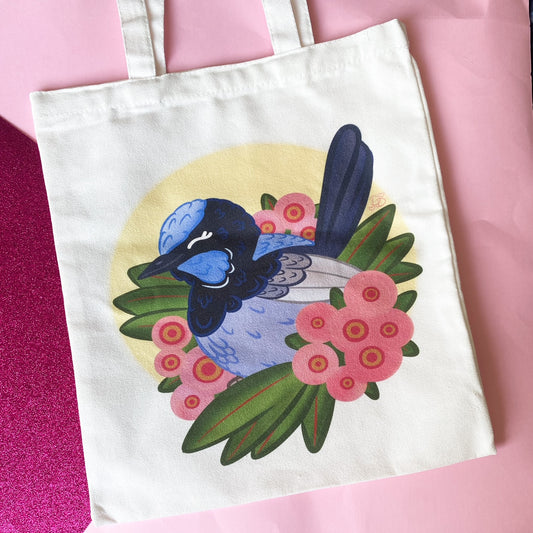 Fairy Wren Chunky Birds Tote Bag