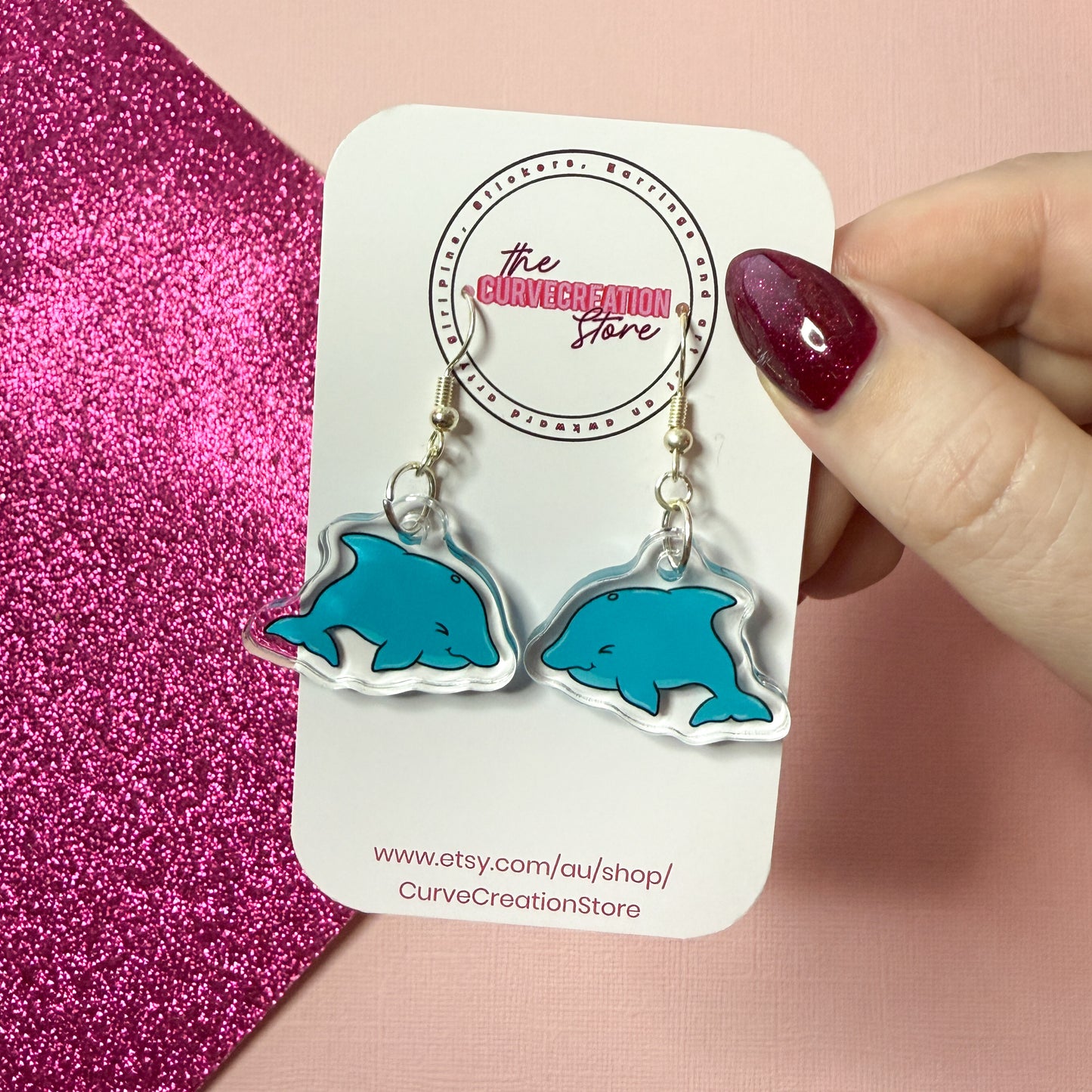 Bottlenose Dolphin Acrylic Charm Earrings