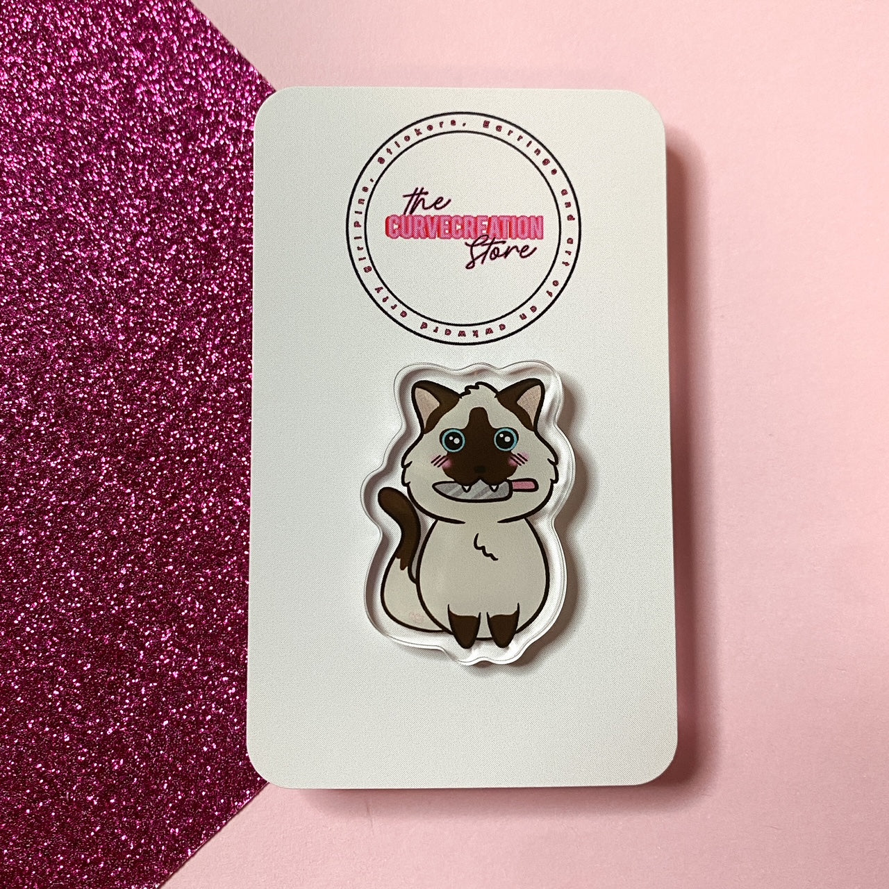 Chibi Stabby Cat Acrylic Pin | Multiple colourways