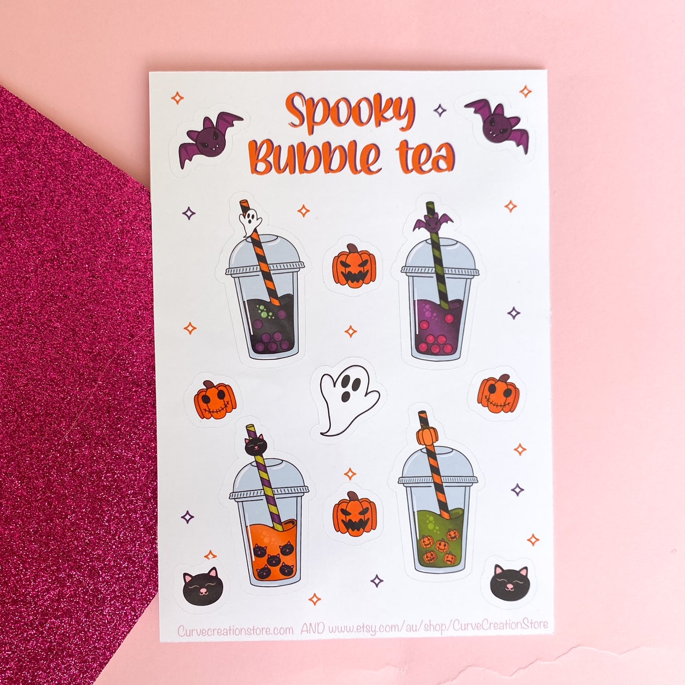 Spooky Bubble Tea Sticker Sheet | Bullet Journal, Scrapbook Sticker, Planner Stickers