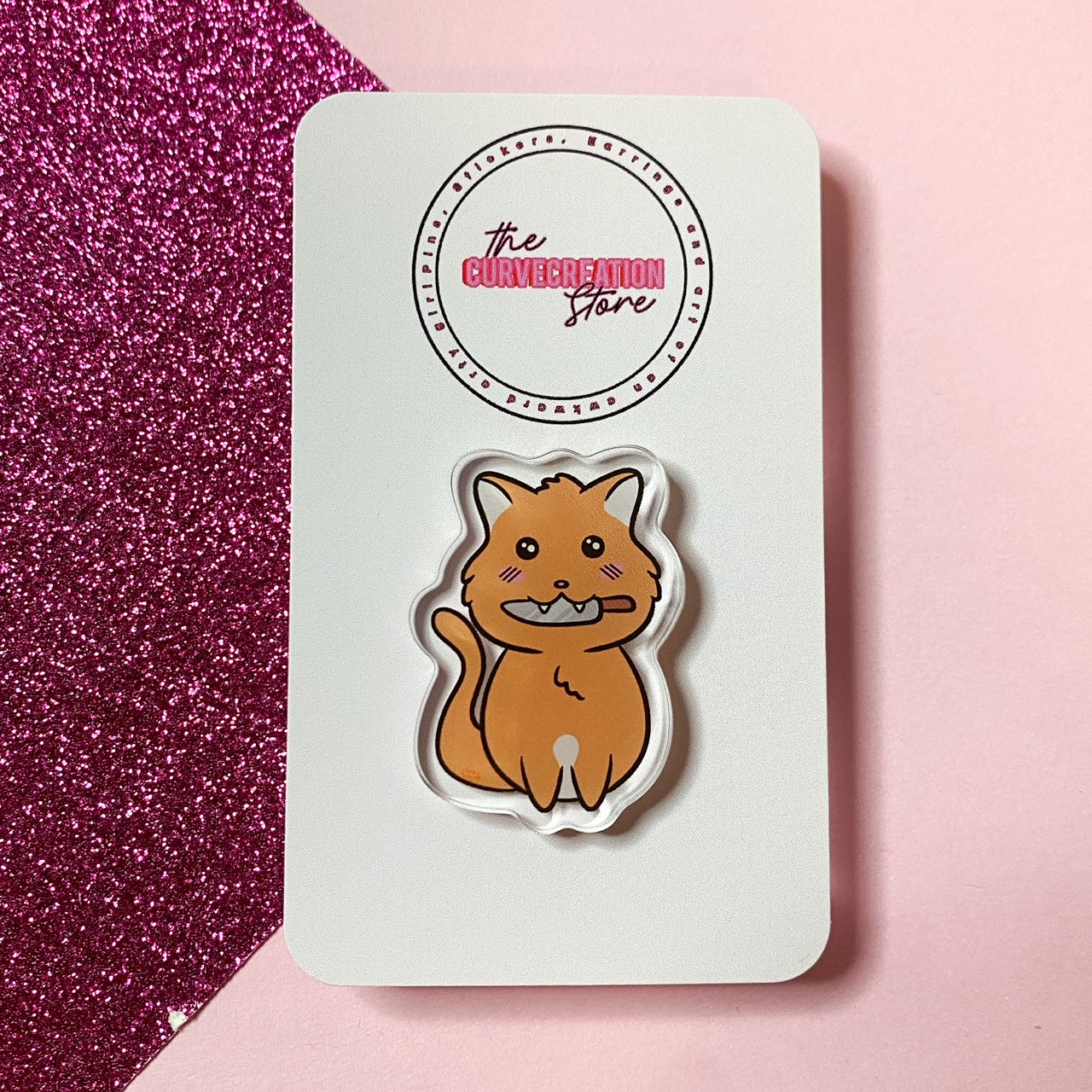 Chibi Stabby Cat Acrylic Pin | Multiple colourways