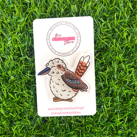 Kookaburra Chunky Round Australian Bird Acrylic Pin