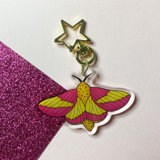 Rosy Maple Moth Acrylic Keychain