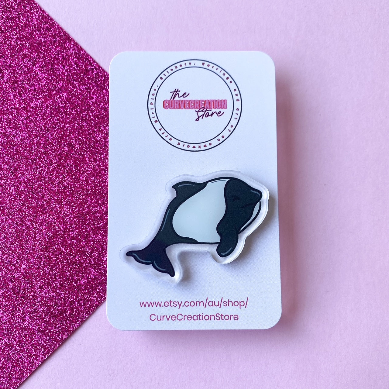 Commerson Dolphin Acrylic Pin