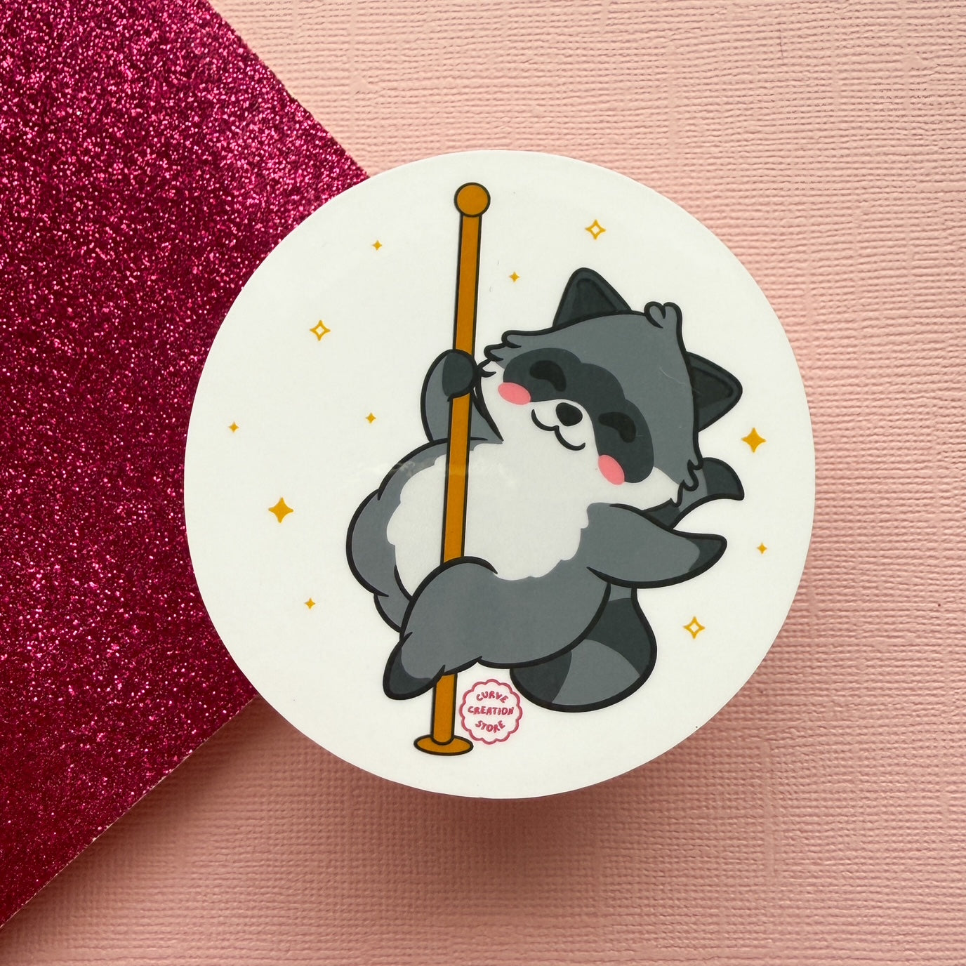 Pole Dancing Hyper fixation Neurodivergent Raccoon Sticker