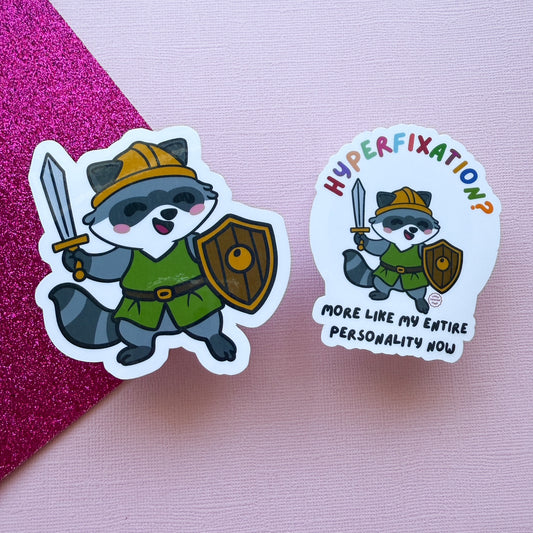 LARPing Hyper fixation Neurodivergent Raccoon Sticker