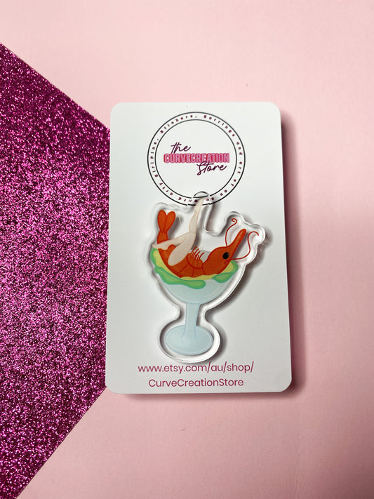 Burlesque Cocktail Prawn Acrylic Pin