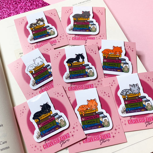 Witch's Cat Book Stack magnetic bookmark