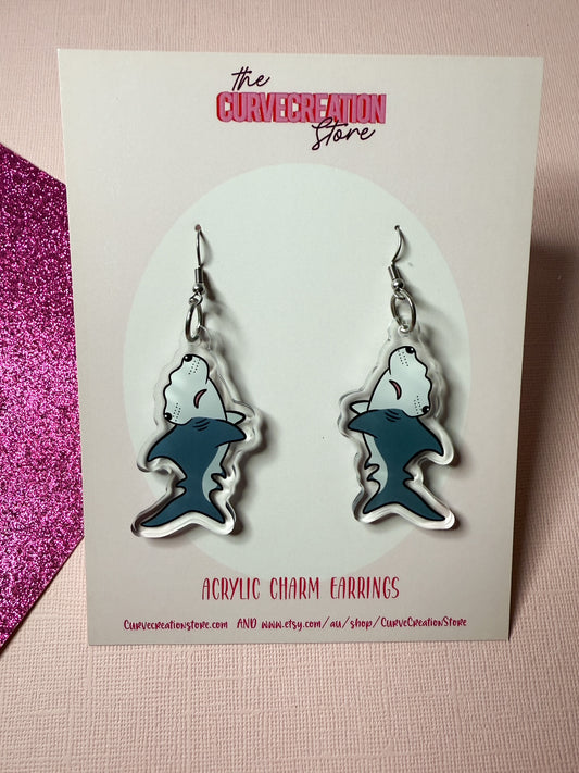 Hammerhead Shark Acrylic Charm Earrings