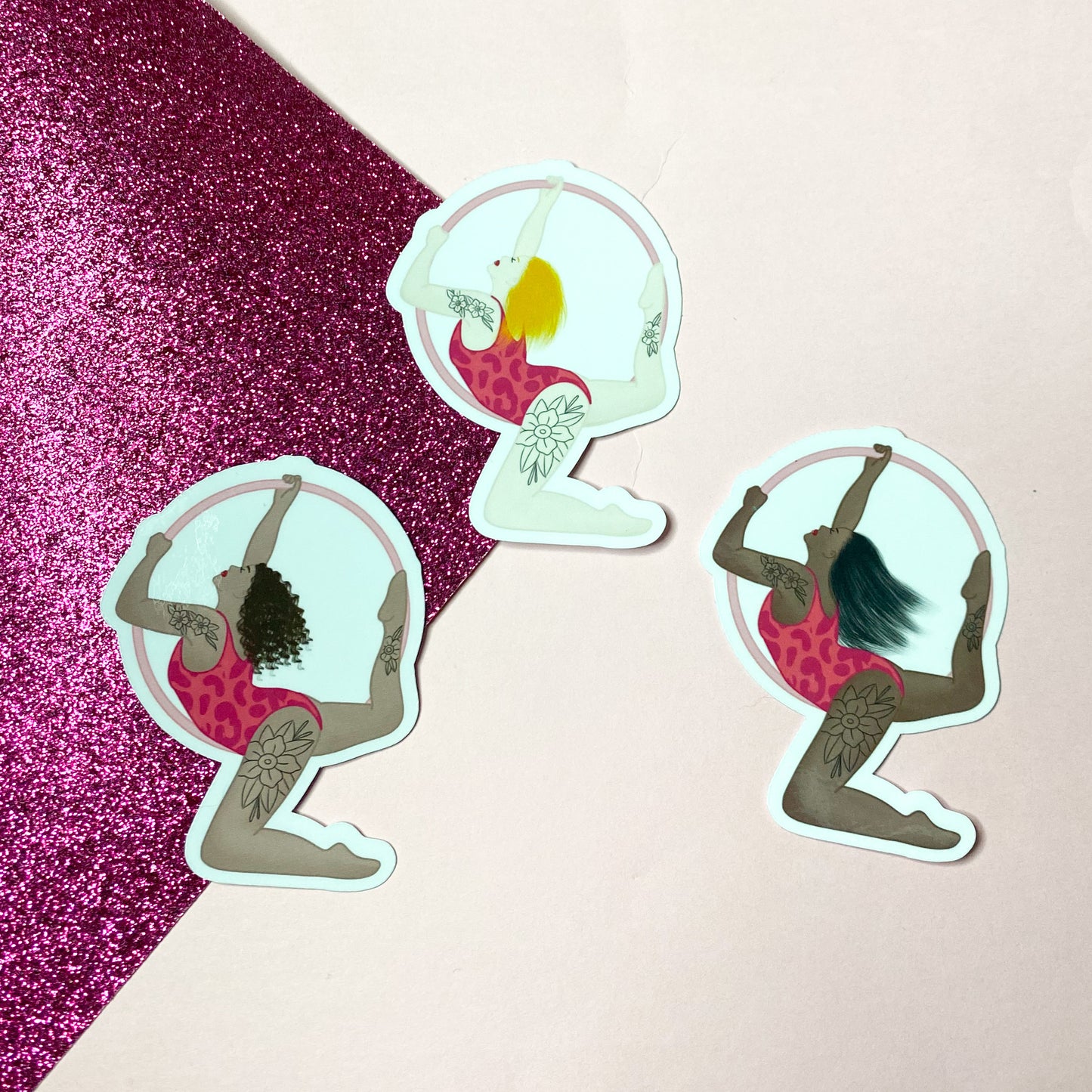 Lyra/Aerial Hoop Crescent Moon Tattooed Dancer Sticker | Bullet Journal, Scrapbook Sticker, Planner Stickers