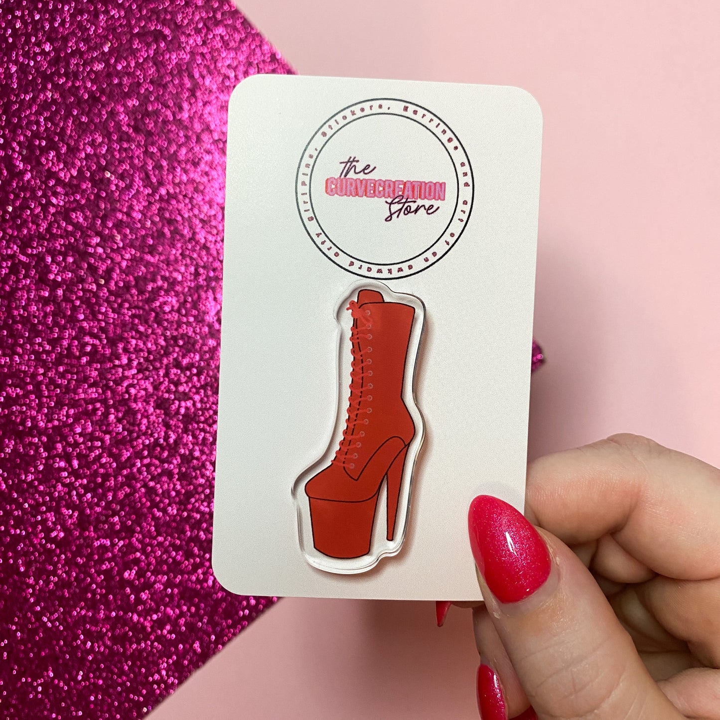 Red Pole Dancing boot pin