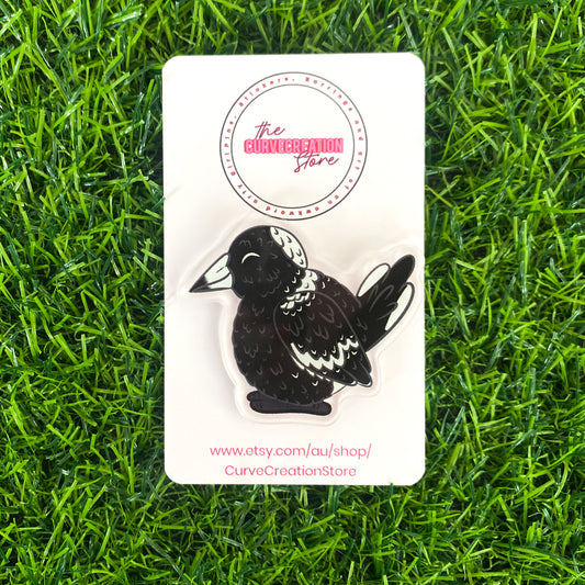 Magpie Chunky Round Australian Bird Acrylic Pin