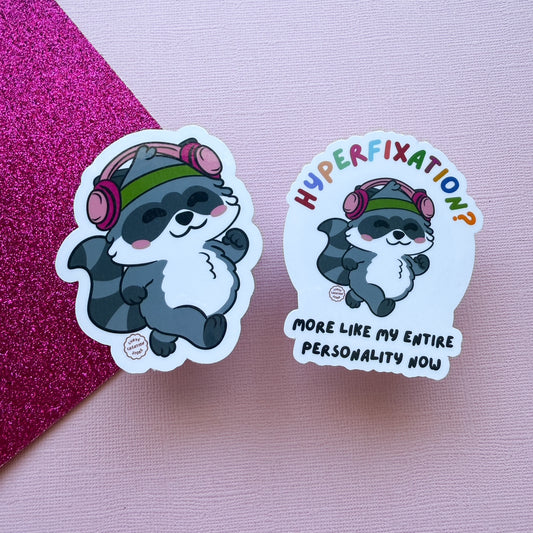 Walking/Cardio Hyper fixation Neurodivergent Raccoon Sticker