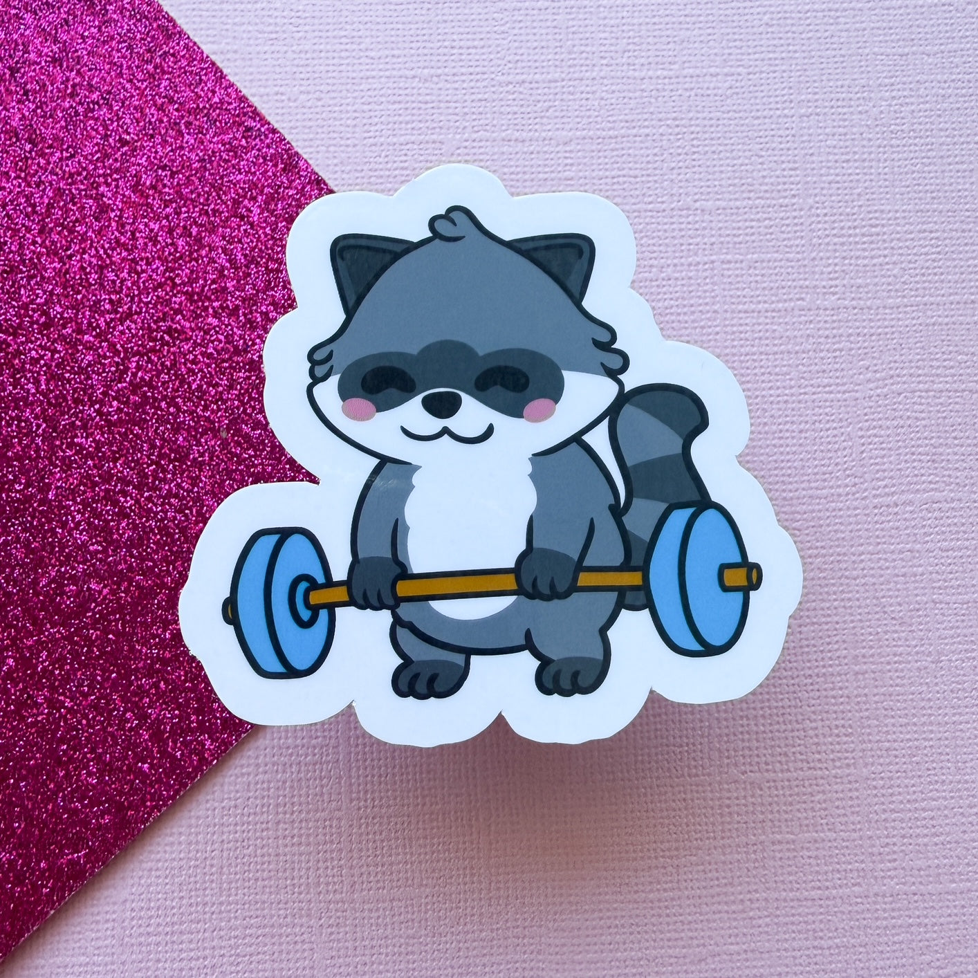 Weight Lifting Hyper fixation Neurodivergent Raccoon Sticker