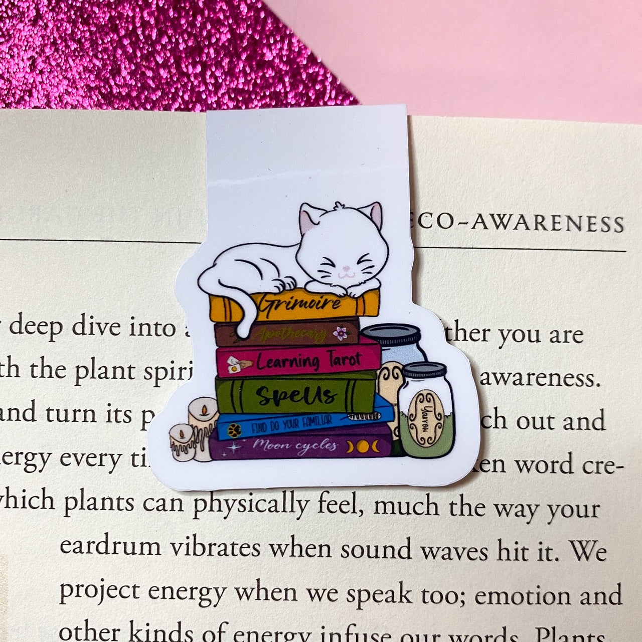 Witch's Cat Book Stack magnetic bookmark